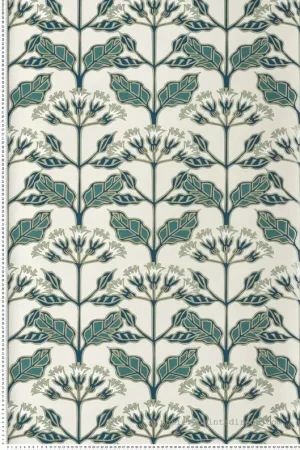 Meilleur Choix Papier peint Primevère Graphique vert bleu doré - Arts & Crafts d‘Initiales Réf. INI-AC9112