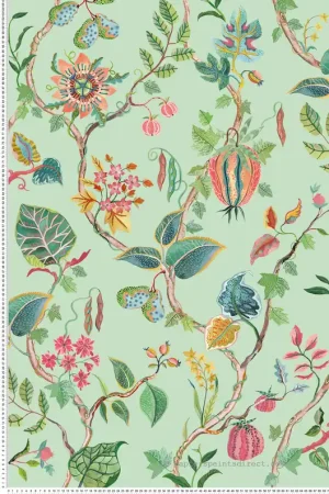 Nouveauté Papier peint Fruit Fleur Mythica menthe - Rhapsody d‘Osborne & Little Réf. OSB-W7816-03