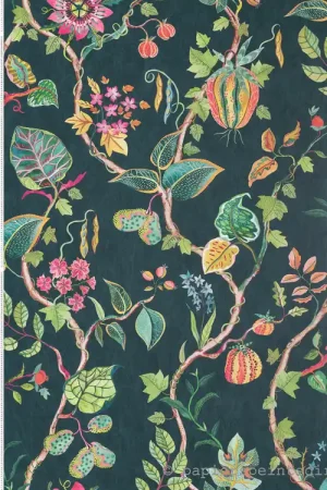 Prix Bas Papier peint Fruit Fleur Mythica bleu pétrole - Rhapsody d‘Osborne & Little Réf. OSB-W7816-01