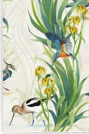 Papier peint Oiseau Halcyon vert jaune - Rhapsody d‘Osborne & Little Réf. OSB-W7815-01 Dernier Modèle