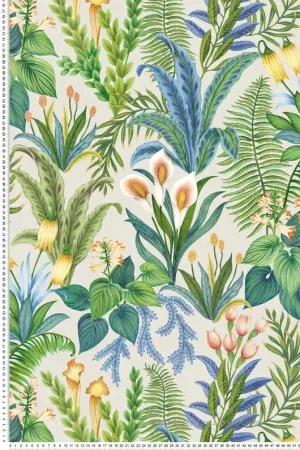 Meilleure Vente Papier peint Feuillage Fleur Calla Lily vert bleu - Rhapsody d‘Osborne & Little Réf. OSB-W7812-03
