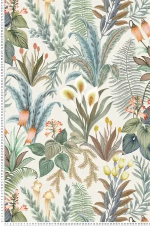 Bon Marché Papier peint Feuillage Fleur Calla Lily beige bleu - Rhapsody d‘Osborne & Little Réf. OSB-W7812-01