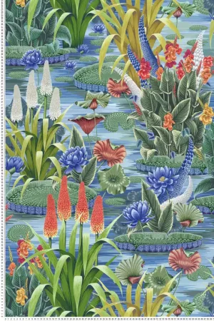Dernière Chance Papier peint Fleurs d‘Eau Elysium bleu rouge - Rhapsody d‘Osborne & Little Réf. OSB-W7811-02