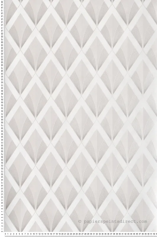 Remise Papier peint Losange Art Déco Chrysler blanc nacré - Twenties de Casadéco Réf. TWNT88670222