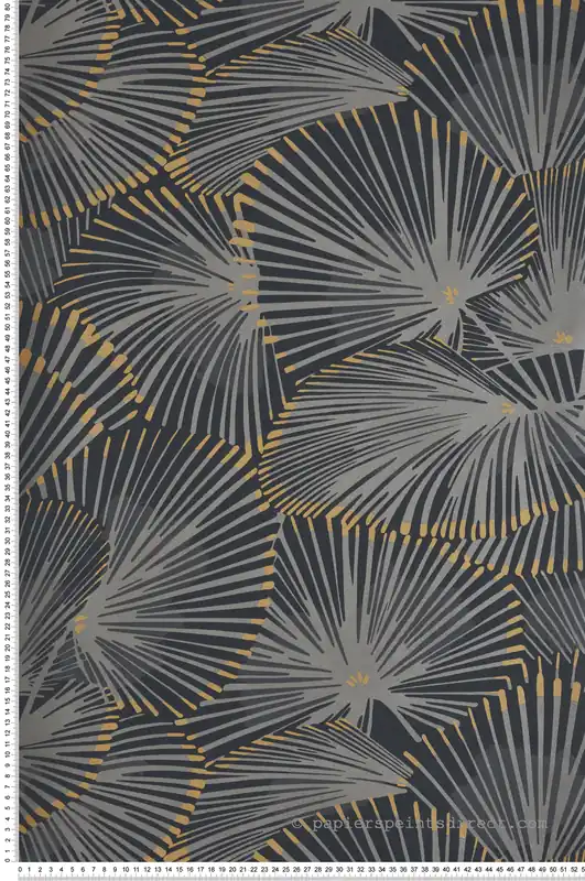 Papier peint Fleur Graphique Cabaret noir réglisse - Twenties de Casadéco Réf. TWNT88649509 Bon Marché