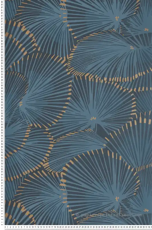 Papier peint Fleur Graphique Cabaret bleu orage doré - Twenties de Casadéco Réf. TWNT88646484 Certifié