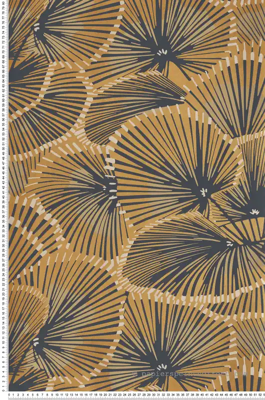 Achat Immédiat Papier peint Fleur Graphique Cabaret doré bleu ardoise - Twenties de Casadéco Réf. TWNT88642313