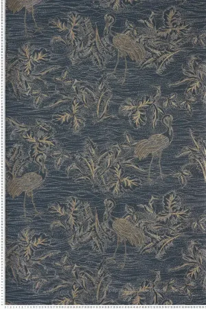 Usine Directe Papier peint Oiseau Pois Mirador bleu nuit doré - L‘Ile aux Oiseaux de Casamance Réf. CAS-75891834