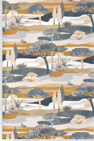 Usine Directe Papier peint Paysage Cap Ferret bleu camel - L‘Ile aux Oiseaux de Casamance Réf. CAS-75870508