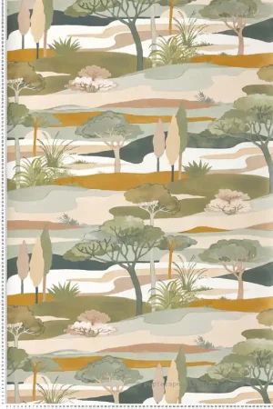 Bon Plan Papier peint Paysage Cap Ferret vert rose - L‘Ile aux Oiseaux de Casamance Réf. CAS-75870202