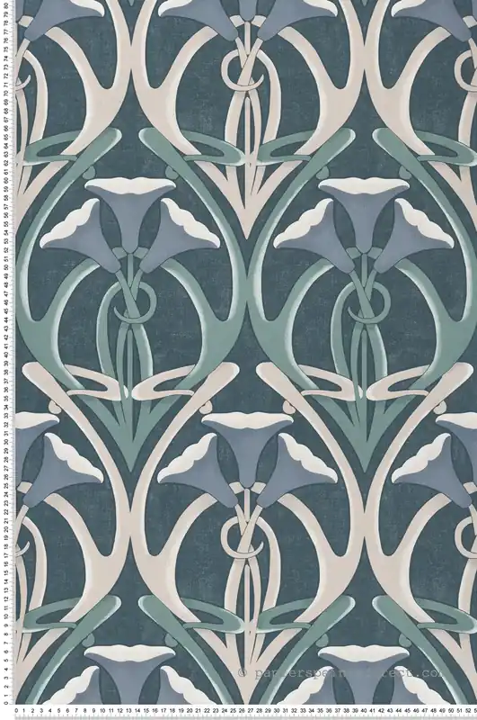 Usine Directe Papier peint Plante Graphique Tiffany vert bleu - Villa Rosalie de Lutèce Réf. LTC-51224004