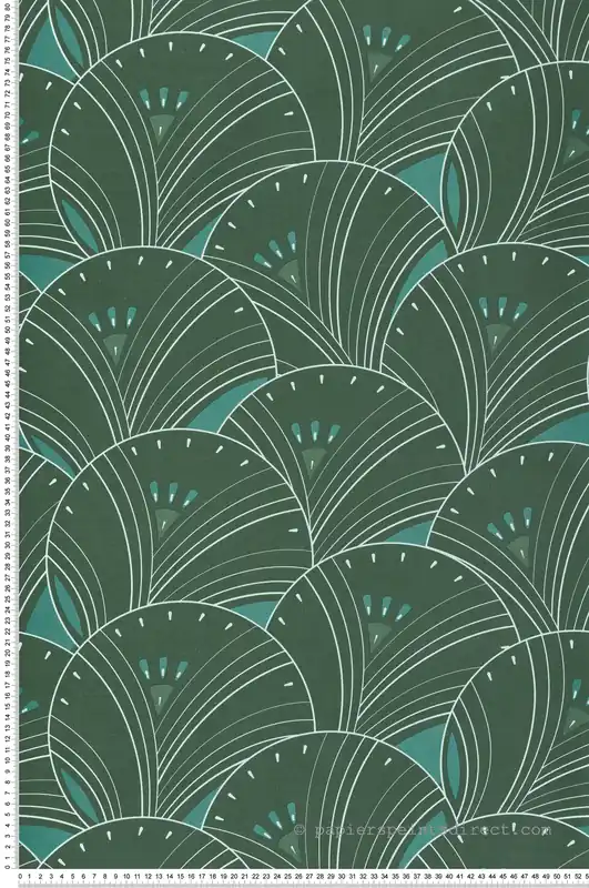 Usine Directe Papier peint Art Déco Léonie vert foncé - Villa Rosalie de Lutèce Réf. LTC-51223814