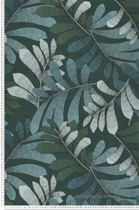 Bon Marché Papier peint Feuille Géométrique Emile bleu paon - Villa Rosalie de Lutèce Réf. LTC-51223514