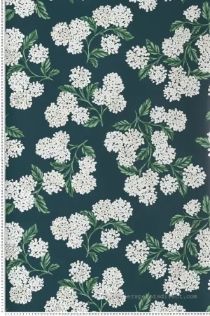 Achetez Aujourd'hui Papier peint Fleur Hydrangea bleu pétrole doré - Rifle Paper Co. 2 de York (Initiales) Réf. INI-RP7395