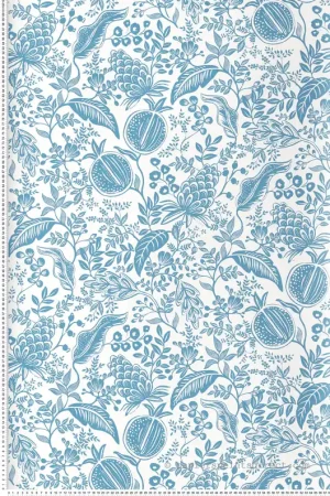 Papier peint Feuillage Grenade bleu blanc - Rifle Paper Co. 2 de York (Initiales) Réf. INI-RP7390 Soldes