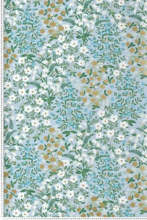 Meilleure Vente Papier peint Jardin Sauvage Fleuri bleu ciel doré - Rifle Paper Co. 2 de York (Initiales) Réf. INI-RP7379