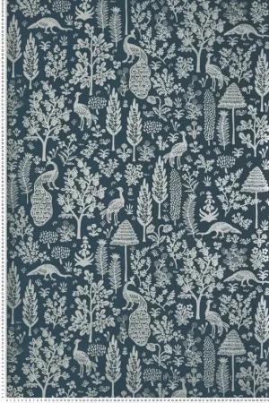 Expédition Rapide Papier peint Ménagerie Toile Paon bleu nuit argenté - Rifle Paper Co. 2 de York (Initiales) Réf. INI-RP7372
