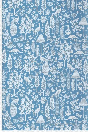 Dernière Chance Papier peint Ménagerie Toile Paon bleu ciel blanc - Rifle Paper Co. 2 de York (Initiales) Réf. INI-RP7370