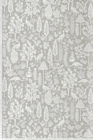 Papier peint Ménagerie Toile Paon gris clair blanc - Rifle Paper Co. 2 de York (Initiales) Réf. INI-RP7369 Paiement Sécurisé