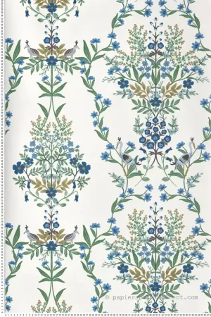 Papier peint Oiseau Grue Luxembourg vert bleu doré - Rifle Paper Co. 2 de York (Initiales) Réf. INI-RP7330 Meilleur Prix