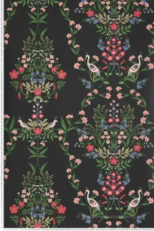 Papier peint Oiseau Grue Luxembourg multicolore noir - Rifle Paper Co. 2 de York (Initiales) Réf. INI-RP7329 Livraison Express