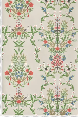 Pas Cher Papier peint Oiseau Grue Luxembourg multicolore beige - Rifle Paper Co. 2 de York (Initiales) Réf. INI-RP7327