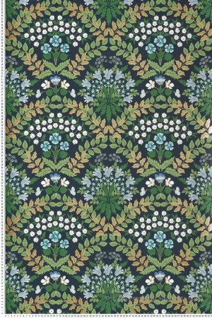 Produit De Marque Papier peint Pensée et Fleur Sauvage bleu nuit doré - Rifle Paper Co. 2 de York (Initiales) Réf. INI-RP7324
