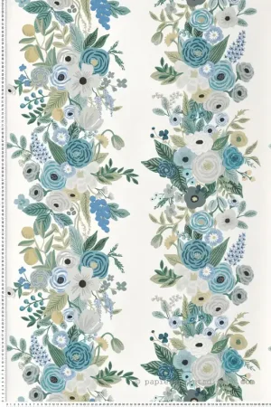 Meilleur Prix Papier peint Rayure Fleur Garden Party bleu vert - Rifle Paper Co. 2 de York (Initiales) Réf. INI-RP7314