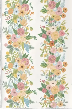 Commande En Gros Papier peint Rayure Fleur Garden Party multicolore pastel - Rifle Paper Co. 2 de York (Initiales) Réf. INI-RP7311