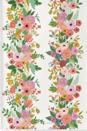 Satisfait Ou Remboursé Papier peint Rayure Fleur Garden Party multicolore - Rifle Paper Co. 2 de York (Initiales) Réf. INI-RP7310