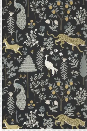 Vente Flash Papier peint Forêt Animaux Ménagerie noir taupe - Rifle Paper Co. 2 de York (Initiales) Réf. INI-RP7302