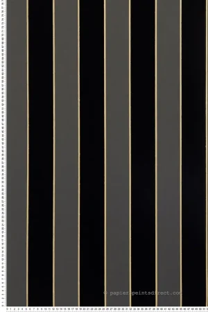Papier peint Rayure Velours noir doré - Regency Stripe d‘Osborne & Little Réf. OSB-W7780-20 Livraison Express