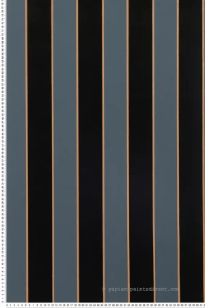 Papier peint Rayure Velours noir cuivré - Regency Stripe d‘Osborne & Little Réf. OSB-W7780-06 Prix Cassé
