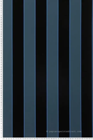 Pas Cher Papier peint Rayure Velours noir bleu électrique - Regency Stripe d‘Osborne & Little Réf. OSB-W7780-05