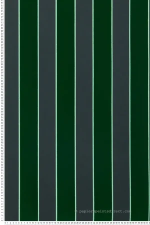 Papier peint Rayure Velours vert foncé ardoise - Regency Stripe d‘Osborne & Little Réf. OSB-W7780-01 Bon Marché