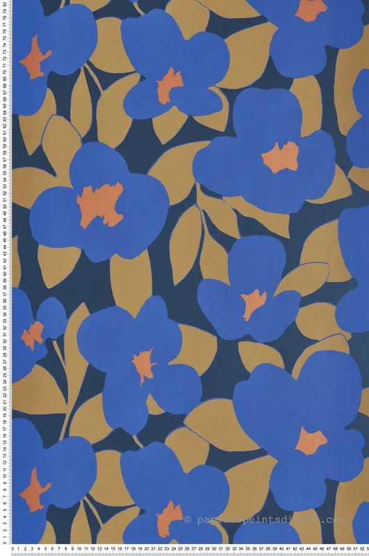 Papier peint 70s Flower Power bleu indigo - Iconic de Casadéco Réf. CONI88396404 Seulement Aujourd'hui