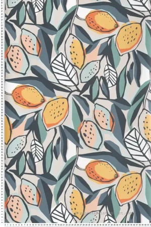 Usine Directe Papier peint Citrus Graphique orange bleu gris - Happy de Lutèce Réf. LTC-FD26421