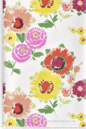 Top Vente Papier peint Fleur Dahlia orange jaune - Happy de Lutèce Réf. LTC-FD26323