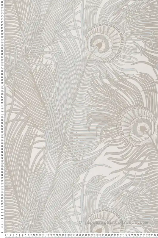 Expédié Aujourd'hui Papier peint Plume de Paon beige bleu - Shamal de Montecolino Réf. MC-NHW1044