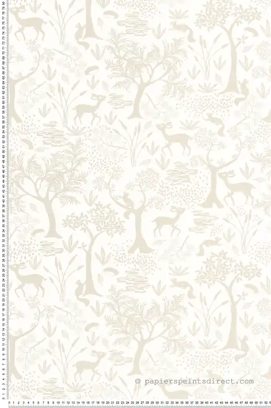Authentique Papier peint Forêt Animaux Poetic grège - Once Upon A Time de Casadéco Réf. OUAT88261157