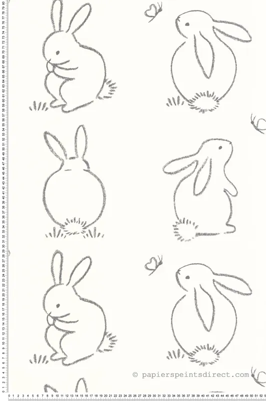 Papier peint Dessin Lapin noir graphite - Once Upon A Time de Casadéco Réf. OUAT88389050 Commande En Gros