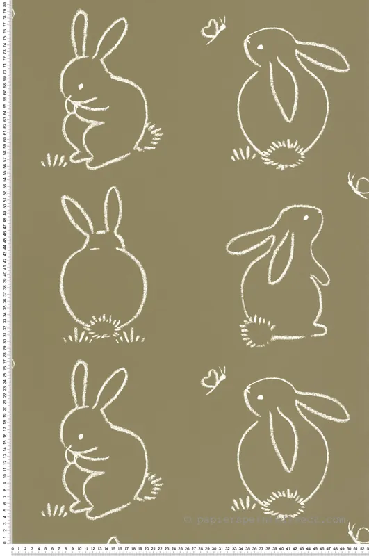 Livraison Express Papier peint Dessin Lapin vert kaki - Once Upon A Time de Casadéco Réf. OUAT88387526