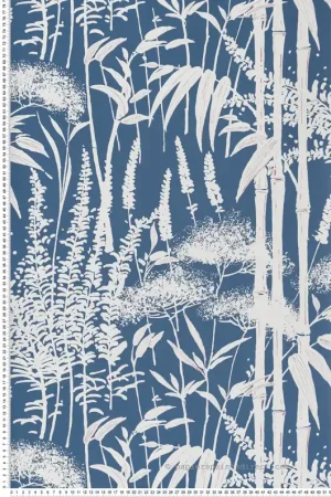 Petit Prix Papier peint Forêt Bambou Poiteau bleu foncé - Signature de Nina Campbell Réf. OSB-NCW4498-04