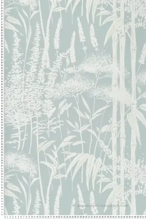 Papier peint Forêt Bambou Poiteau bleu clair - Signature de Nina Campbell Réf. OSB-NCW4498-01 Acheter Direct