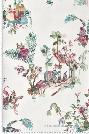 Papier peint Toile Chinoise multicolore - Signature de Nina Campbell Réf. OSB-NCW4497-01 Certifié