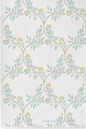 Meilleur Prix Papier peint Treillis Arber bleu jaune - Signature de Nina Campbell Réf. OSB-NCW4495-03
