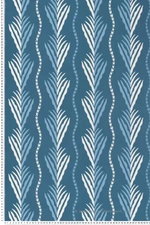Promotion Saisonnière Papier peint Feuille Meridor bleu foncé - Signature de Nina Campbell Réf. OSB-NCW4494-06