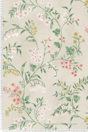 Promotion Saisonnière Papier peint Fleurs Almora rose grège - Signature de Nina Campbell Réf. OSB-NCW4491-03