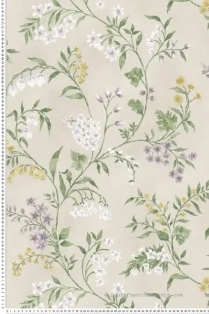 Papier peint Fleurs Almora violet grège - Signature de Nina Campbell Réf. OSB-NCW4491-02 Vente Directe