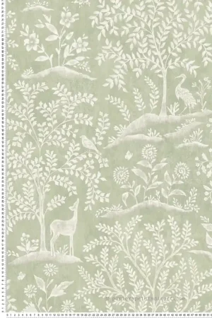 Papier peint Forêt Animaux vert amande - Signature de Nina Campbell Réf. OSB-NCW4490-04 Meilleure Vente